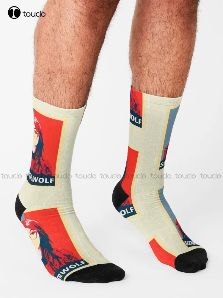 Классические носки Sssniperwolf, белые высокие носки, уличные носки для скейтборда с цифровой печатью 360 °, удобные, лучший спортивный подарок для девочек