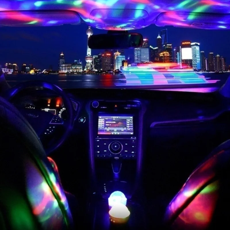 2022 новый многоцветный USB LED освещение салона автомобиля атмосферный свет неоновый красочный свет голосовое управление мини фестивальный сценический свет