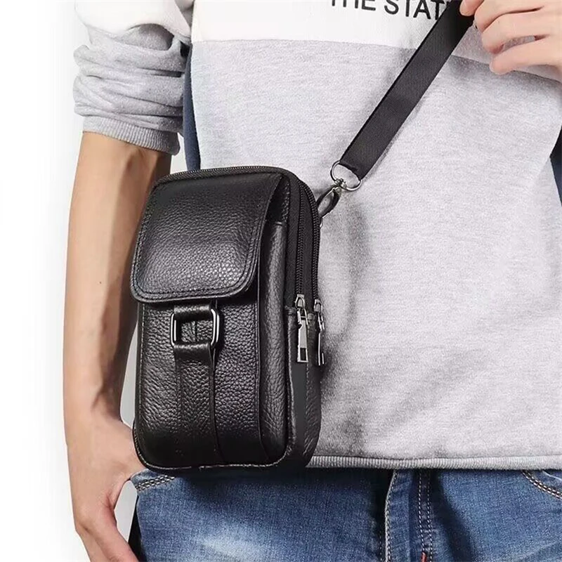 Мужская поясная сумка из искусственной кожи, поясная сумка большой емкости, сумки через плечо, сумки через плечо с многослойной пряжкой, сумка для мобильного телефона, сумка для задницы