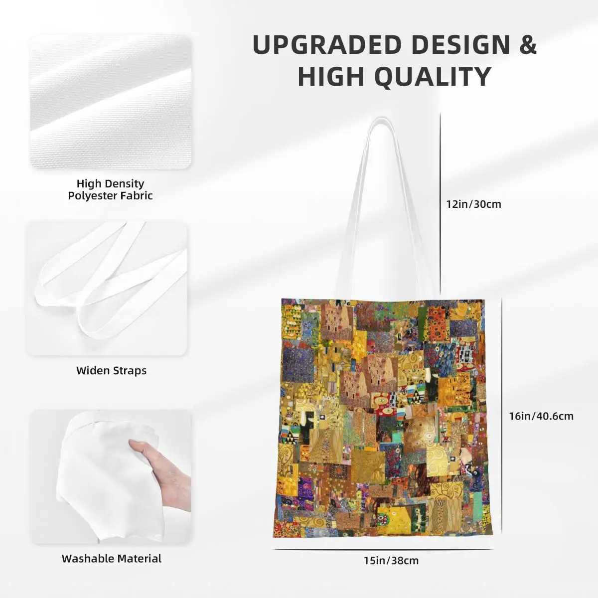 Симпатичная сумка для покупок с рисунком Густава Климта, многоразовая сумка для покупок из продуктового холста через плечо