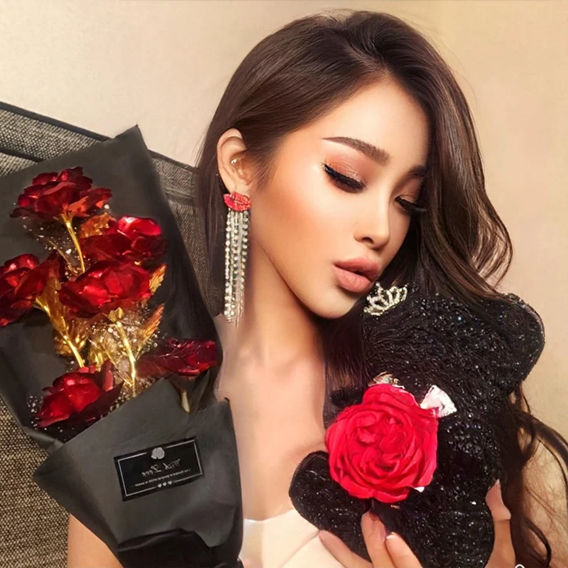 Позолоченная искусственная роза Роза из золотой фольги, вечные подарки на День Святого Валентина, День матери