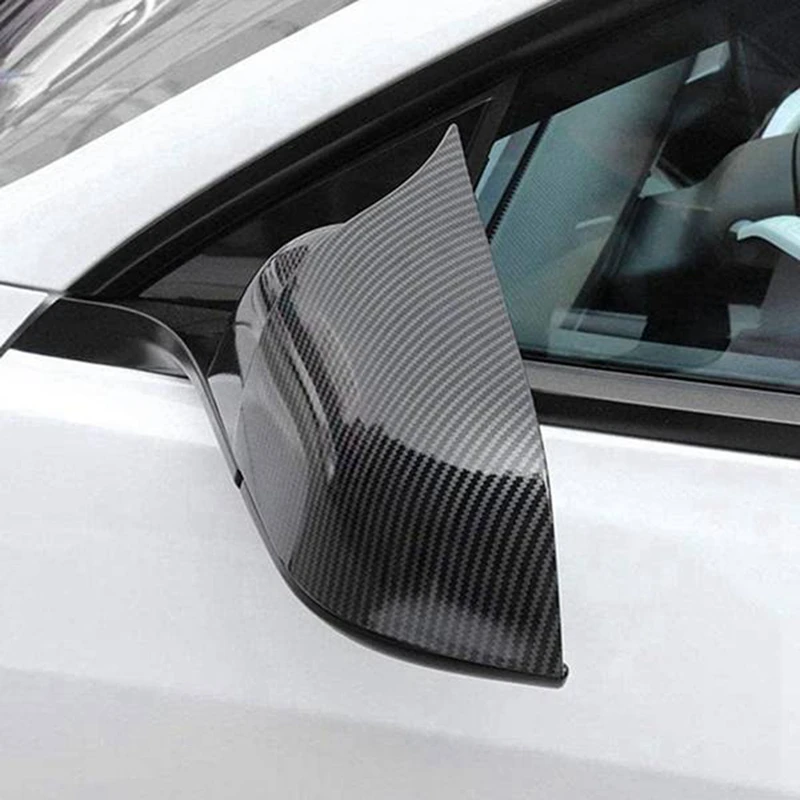 Автомобильные полосы из углеродного волокна, рожок, Крышка зеркала заднего вида, Боковая отделка для Tesla Model Y 2020-2022