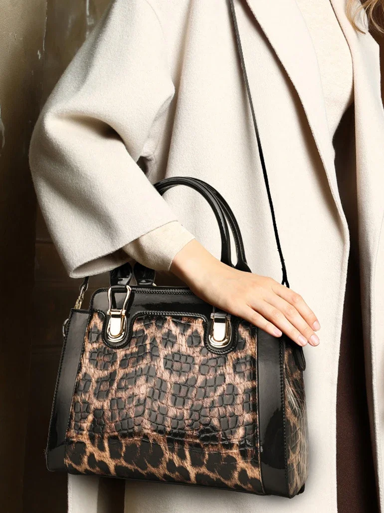 Новая мода, женская сумка из крокодиловой кожи, леопардовые сумки на плечо, женская брендовая роскошная сумка через плечо из натуральной кожи