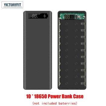 10x18650 DIY Power Bank Case Micro Type C С Двумя USB-Портами Держатель Батареи ЖК-Дисплей 5V 2A 18650 Powerbank Box Для Мобильного Телефона