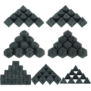 10ШТ Набор Многогранных Кубиков TRPG D4-D20 для DND Multi Sides Games Кубики Черные Настольные Игры, Игральные Игры