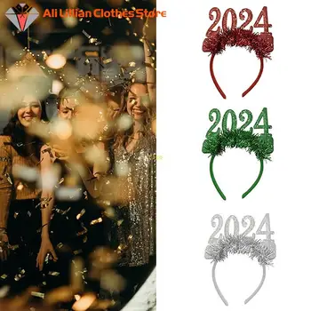 2024 Повязка на голову в виде короны с Новым Годом, новогодний декор, Головные уборы, аксессуары для волос, подарки на новогоднюю вечеринку, Рождество, Ноэль