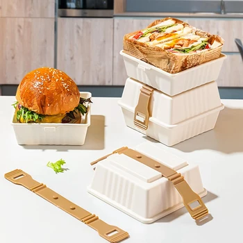 2шт Коробка для тирамису на вынос Многоразовые Контейнеры для сэндвичей Многоцелевой ланч-бокс с крышками для семейного кемпинга и пикников