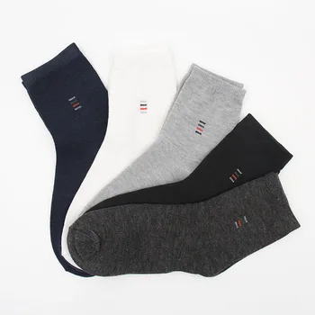 5 Пар классических мужских носков делового бренда, Высококачественные хлопковые Удобные Дышащие повседневные носки с запахом Meias EU 38-44