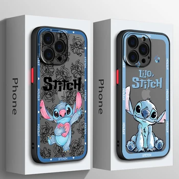 Art Disney Stitch Cute Baby Для Apple iPhone 15 14 13 12 Mini 11 Pro XS MAX XR X 8 7 SE Plus Матовый Полупрозрачный Чехол Для Телефона