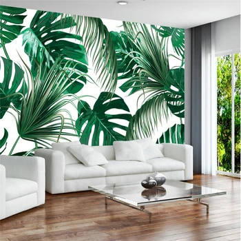 beibehang Современные простые свежие растения тропического леса банановые листья садовая фреска на стене на заказ большая фреска зеленые обои