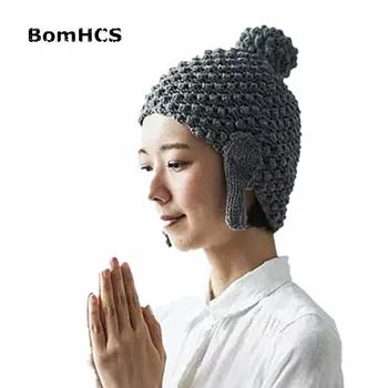 BomHCS Новый Дизайн Шапки Lord Buddha Ручной Вязки Забавная Индивидуальность Теплая Шапка Beanie