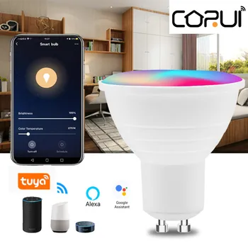 CORUI WIFI Tuya Spotlight Умная Лампочка 6 Вт RGB + CW GU10 GU5.3 Лампа Накаливания Приложение Дистанционное Управление Alexa Google Home Голосовое Управление