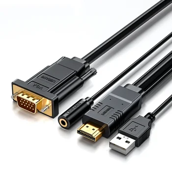 HDMI-совместимый кабель vga с аудио-портом конвертер vga приставки для ps4, проекция монитора компьютера, кабель для подключения VGA male hd