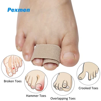 Pexmen 1/2/5/10 шт. Обертывания для сломанных пальцев ног, бандажные подушки, выпрямитель для пальцев ног, корректор для согнутых и искривленных пальцев ног