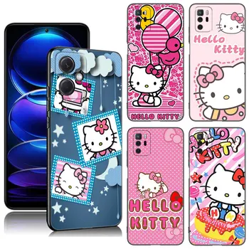 Sanrio Чехол Для телефона Hello Kitty Xiaomi Redmi Note 10 11 11S 12 4G 8 9 11E 11T Pro + 10T 5G 8T 9S 10S 12S Черный Силиконовый Чехол