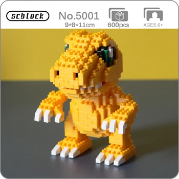 SC 5001 Аниме Digimon Agumon Dragon Цифровой Монстр Домашнее Животное Кукла Мини Алмазные Блоки Кирпичи Строительная Игрушка Для Детей Без Коробки