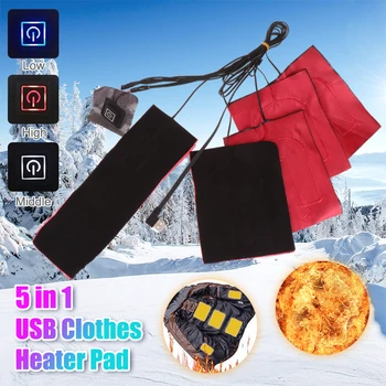 USB-обогреватель для одежды 5 в 1 с регулируемой температурой с 3 передачами, электронагревательный лист, зимний обогреватель, грелка для жилета, куртки