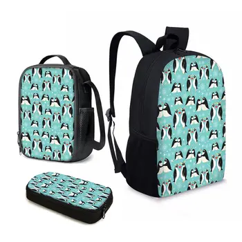 YIKELUO, молодежная сумка для ноутбука с рисунком пингвина большой емкости, водостойкая дорожная сумка с принтом снежинки, повседневный рюкзак