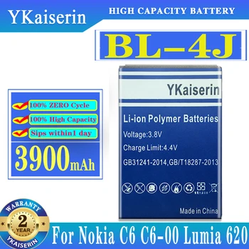 YKaiserin BL-4J BL 4J BL4J 3900 мАч Литий-ионный Аккумулятор для Телефона Nokia C6 C6-00 C600 Lumia 620 Touch 3G Замена