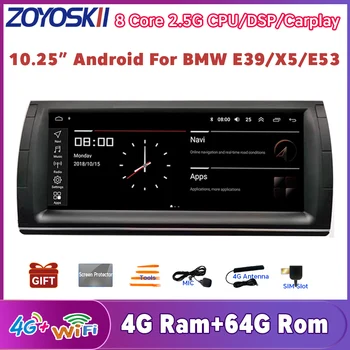 ZOYOSKII Android 10,25 дюймов автомобильный Радиоприемник GPS Bluetooth Навигационный плеер для BMW E39 X5 E53 M5 WIFI 4G Carplay аудио видео без DVD