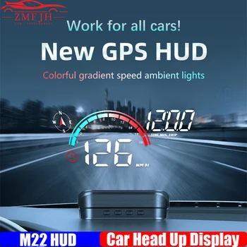 Автомобильный Спидометр M22 GPS HUD Бортовой Компьютер Smart Auto Проектор Лобового Стекла Head Up Дисплей Гаджеты Компас Времени Для Всех автомобилей