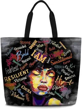 Афроамериканские женские сумки-тоут афроамериканская сумка через плечо Afro Black Girl Magic Satchel Сумки для покупок, работы, бакалеи, спортзала