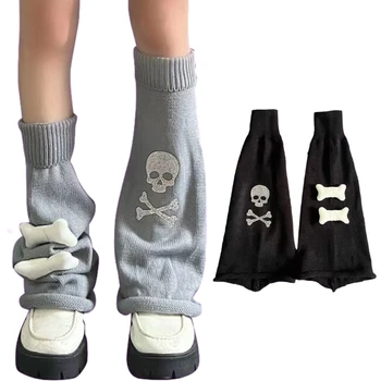 Гетры для девочек, трикотажные расклешенные рукава, готические Мешковатые манжеты, носки с горкой на щиколотках, японские длинные носки