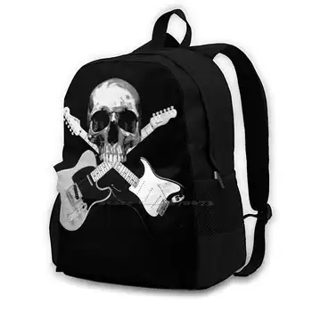Гитары с черепами, модные сумки, рюкзак для ноутбука, Черепа, Кости скелета, Музыкальная гитара, Электрогитара, Телекастер