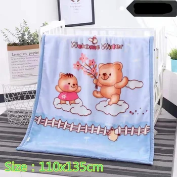 Детское одеяло 110 см x 135 см с мультяшным животным принтом Four Seasons, Универсальное утолщенное одеяло для новорожденных, Фланелевое детское одеяло