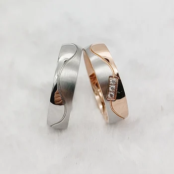 Дизайнерские обручальные кольца в тон для пар, серебро, Розовое золото, ювелирные изделия из нержавеющей стали, Высококачественное кольцо для влюбленных