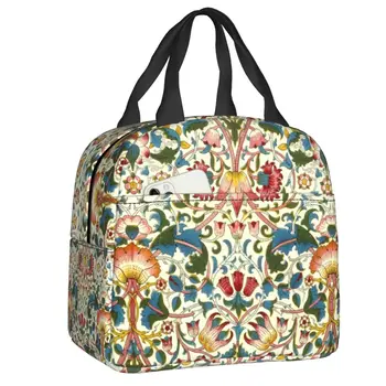 Женская сумка для ланча с изоляцией William Morris, герметичный кулер с цветочным текстильным рисунком, Термос для ланча, Офисная работа, школа