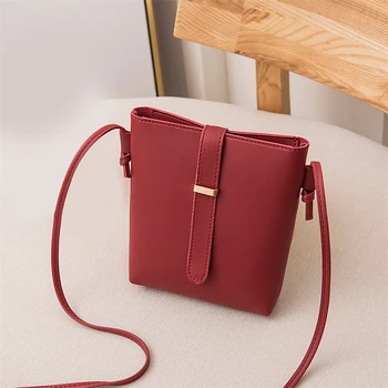 Женская сумка для мобильного телефона, кошелек через плечо, простая модная однотонная мини-сумочка из матовой кожи, сумочка-Портмоне