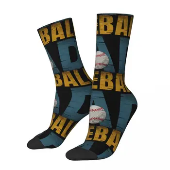 Забавные мужские носки Happy Baseball Dad в стиле Харадзюку, винтажные бейсбольные спортивные носки в стиле хип-хоп, новинка, бесшовные носки Crew Crazy с подарочным принтом