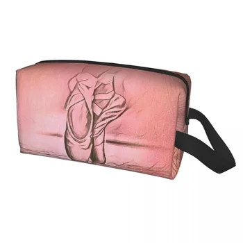 Изготовленные на заказ балетные туфли, Розовая сумка для туалетных принадлежностей для женщин, Балерина, косметический органайзер для макияжа, набор для хранения косметики, коробка для хранения косметики