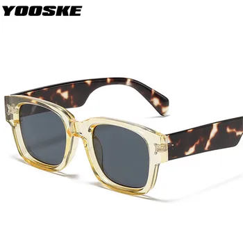 Квадратные солнцезащитные очки бренда YOOSKE для мужчин 2022 года, винтажные прямоугольные солнцезащитные очки, женские модные Желтые очки для вождения, оттенки UV400
