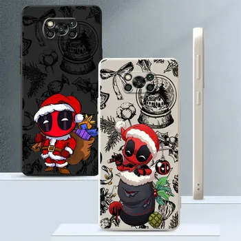 Квадратный Жидкий Мягкий Чехол для Xiaomi Poco M4 Pro F3 GT M5s X3 X4 NFC M3 M5 X3 Pro C40 F4 Marvel Christmas Deadpool Милый Чехол