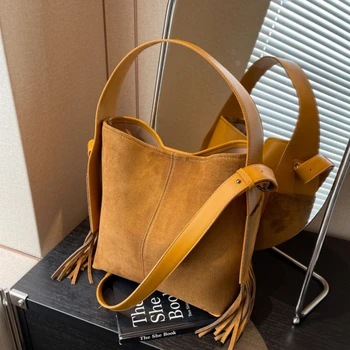 Легкая роскошная женская сумка-тоут с кисточками, висящая на ухе, сумка через плечо, осенне-зимняя сумка для поездок на работу в ленивом стиле, бесплатная доставка