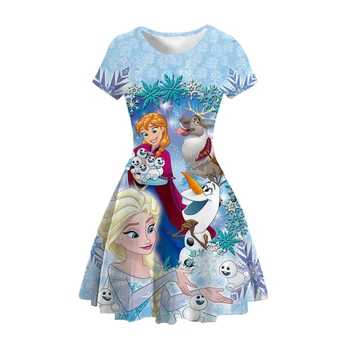 Летнее Платье Frozen Для девочек 2023, Модное Платье Принцессы Disney Frozen Elsa для малышей, Детская Одежда Frozen Elsa