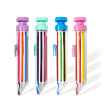 Многоцветная выдвижная ручка для рисования, Штабелируемый вращающийся карандаш, 8-цветная нажимная ручка