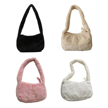 Мягкая плюшевая сумка через плечо для женщин, модная повседневная сумка-тоут, сумки подмышками
