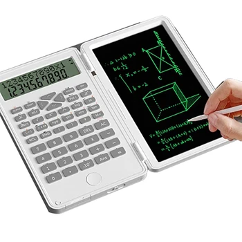 Научные калькуляторы, 12-значный ЖК-дисплей со стирающимся планшетом для письма, складной для домашних школьных собраний и учебы