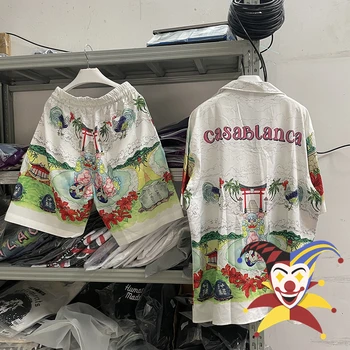 Новая Цифровая Печать Casablanca Рубашка Мужчины Женщины Гавайские Рубашки Тройник