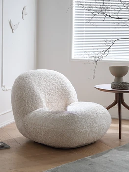 Одноместный диван из шерсти ягненка, кресло-пачачер, ленивый диван для отдыха, кресло-груша с кремовым вялым ветром и снегом