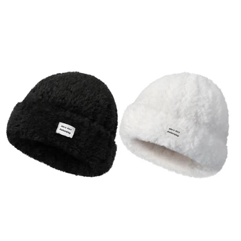 Плюшевая вязаная спортивная шапка унисекс с черепом, модный головной убор, теплая шапочка-бини.