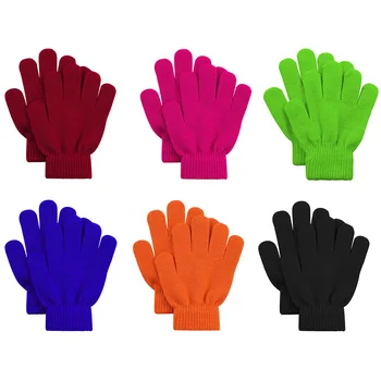 Повседневный модный тренд, простые вязаные женские зимние перчатки с пальчиками, теплые перчатки для верховой езды, однотонные пушистые Элегантные перчатки в стиле Y2k Harajuku