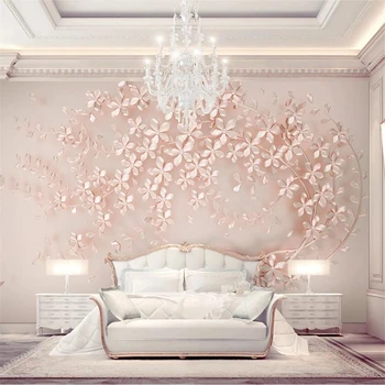 Пользовательские обои 3d фрески новый цветок розового золота роскошная элегантная 3d стерео фреска ТВ фон стены гостиной спальни обои