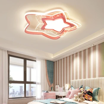 Потолочные светильники для детской комнаты со светодиодной подсветкой Pink Star Light Минималистичный Современный декор спальни для девочек и мальчиков, комната принцессы, потолочный светильник для детской комнаты