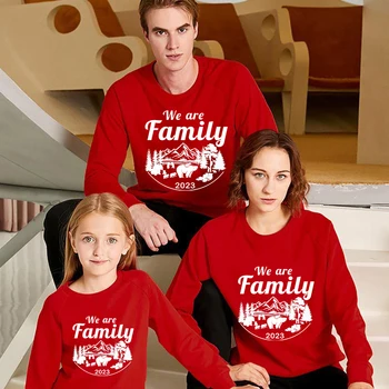Рождественские топы для всей семьи Эксклюзивный дизайн 2023 We are Family Рождественская толстовка для всей семьи