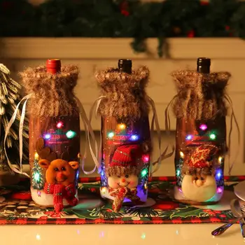 Рождественский набор крышек для бутылок вина, сумки для бутылок вина в виде Санта-Снеговика со светодиодной подсветкой для рождественских украшений, Новогодние подарки, одежда для бутылок