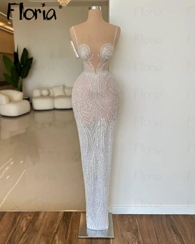 Сексуальное платье для ночной вечеринки, прозрачные макси платья-русалки, платья для коктейльной вечеринки на день рождения, платье для выпускного вечера Vestido Blanco, сшитое на заказ